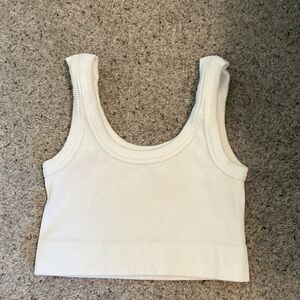 New Zenana Outfitters Scoop Neck Ribbed Cropped Tank ~ White